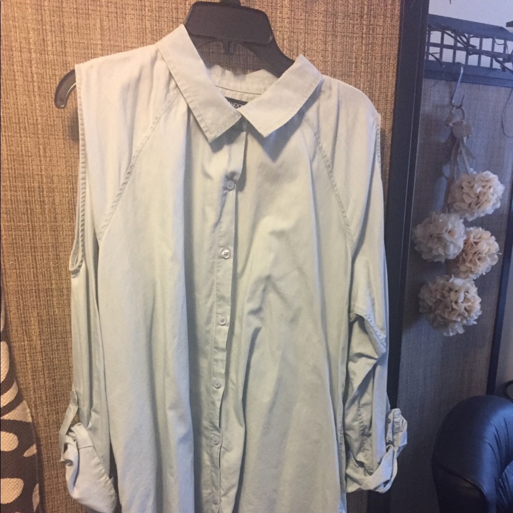 Cold Shoulder Denim Tunic Length Shirt